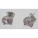 A pair of morganite stud earrings, stamped 925, inclusions. Condition report: Inclusions,