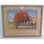 F. Lee (1947) - 'Country House and Gardens', pastel, signed and dated, 29cm x 42cm, framed.