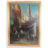 Middle Eastern School (late 19th/early 20th Century) - 'Arabic Street Scene', oil on canvas,