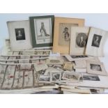 A large collection of unframed maps engravings photos and prints including reprints of Ogilby Road