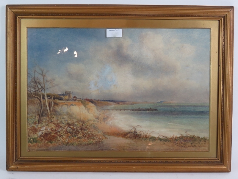 Walter Goldsmith (1860-c.1930's) - 'Beach Scene' and 'River Landscape', a pair, oils on boards, both - Image 14 of 27