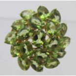 large 25mm x 25mm peridot gemstone statement ring, size M, approx 8 grams, 9.50cts, excellent cut,