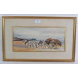 British School (late19th/early 20th Century) - 'Seaweed gathering on the beach', watercolour, 16cm x