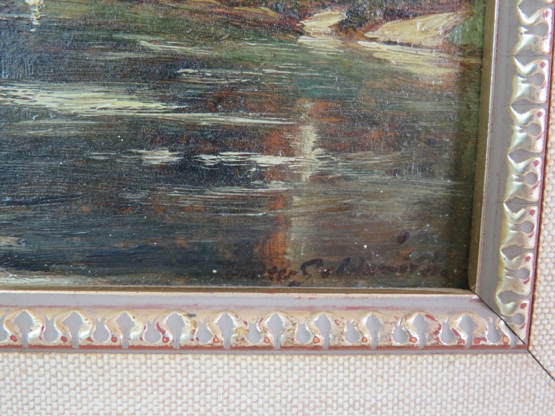 Walter Goldsmith (1860-c.1930's) - 'Beach Scene' and 'River Landscape', a pair, oils on boards, both - Image 5 of 27