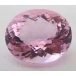 Natural oval standard brilliant kunzite, 21.50mm x 17.50mm x 11.38mm, light tone, good cut &