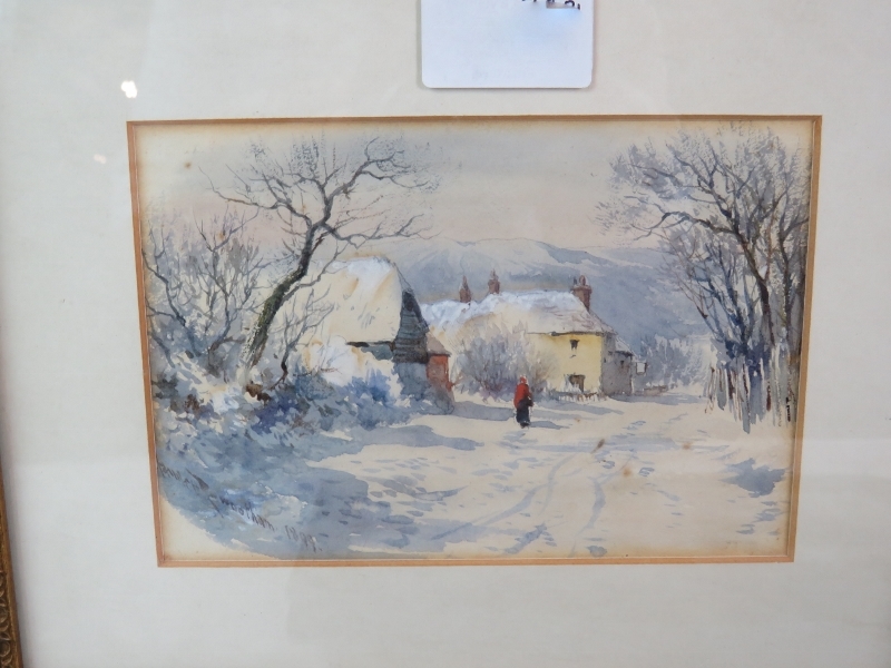 Claude Rowbotham (1864-1949) - 'Panoramic country landscape with windmill', watercolour, signed, - Image 2 of 6