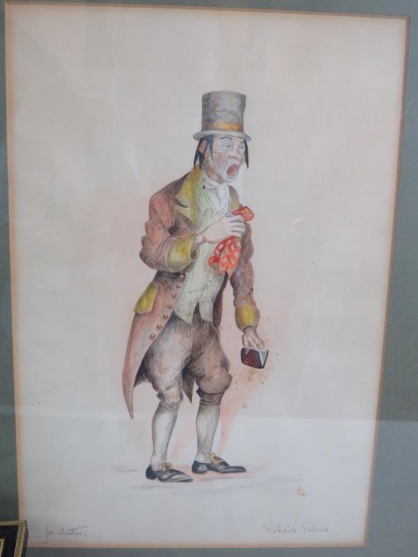 JB (1939/40/41) - A series of 4 watercolours depicting Dickensian characters, monogrammed, dated, - Image 4 of 7