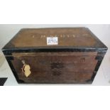 A large WWI military campaign trunk with zinc lining and named to LT Col L.D. Scott M. C. Length
