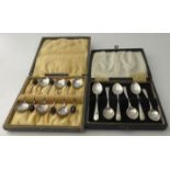A set of six silver coffee spoons, Sheffield 1953, approx weight 1.4 troy oz/46 grams, boxed, and