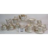 A 19th Century continental porcelain tea set hand decorated with roses and gilt rim plus a