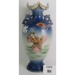 A large Japanese Satsuma ware vase decorated with traditional Geisha scenes. Signed to base.