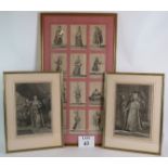 A set of 12 framed and mounted 18th Century Bernard Picart engravings of costumes of The world