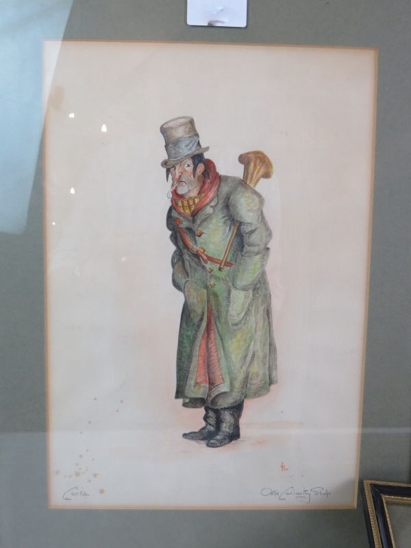 JB (1939/40/41) - A series of 4 watercolours depicting Dickensian characters, monogrammed, dated, - Image 2 of 7