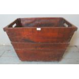 A large rustic stained pine dough bin. 53cm high x 75cm wide x 30cm deep (approx).