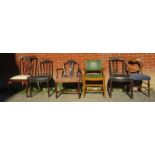 A harlequin set of 6 (4+2) assorted dining chairs