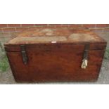 A 19th century oak campaign chest with iron hasp & staple latches and handles either side. 47cm high