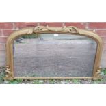 A Victorian gilt framed over mantle mirror with nicely silvered antique mirror plate and moulded