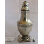 A Georgian silver sugar caster on square base, London 1800. Mono to front. Weight 100 grams,