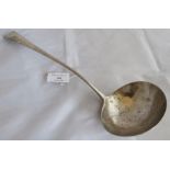 A silver Georgian soup ladle, London 1808, maker T.H. Weight 140 grams, measures 13 inches long, all