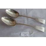 A pair of Irish silver serving spoons, Dublin 1829, maker James Brady. Total weight 158 grams,