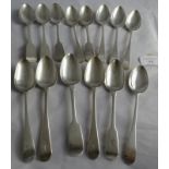 A collection of 14 C19th silver dessert spoons comprising: 3 Dublin, 2 Newcastle, 3 Glasgow and 6
