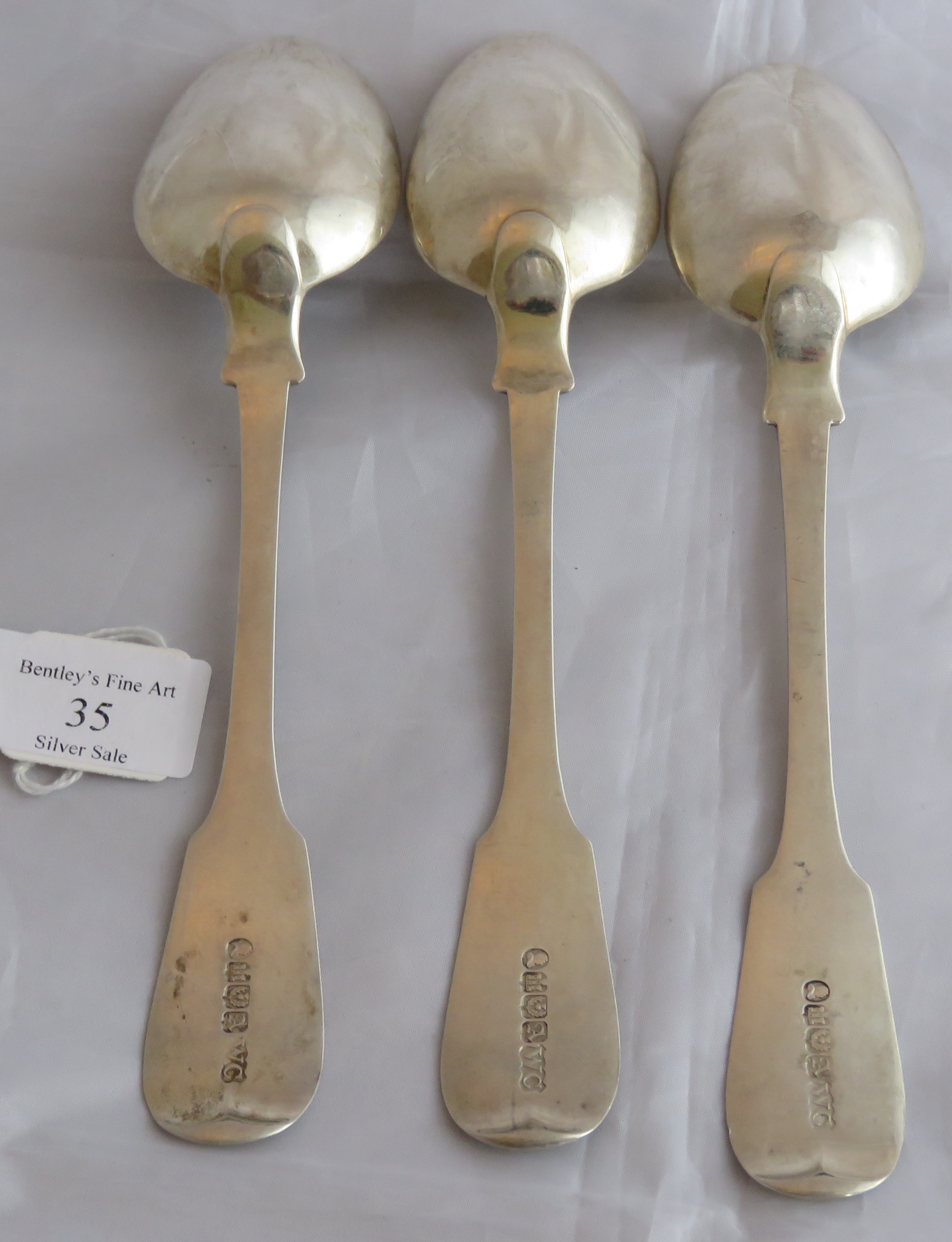 Set of 3 Scottish silver William IV serving spoons. Edinburgh 1832, maker William Cunningham. - Image 5 of 8