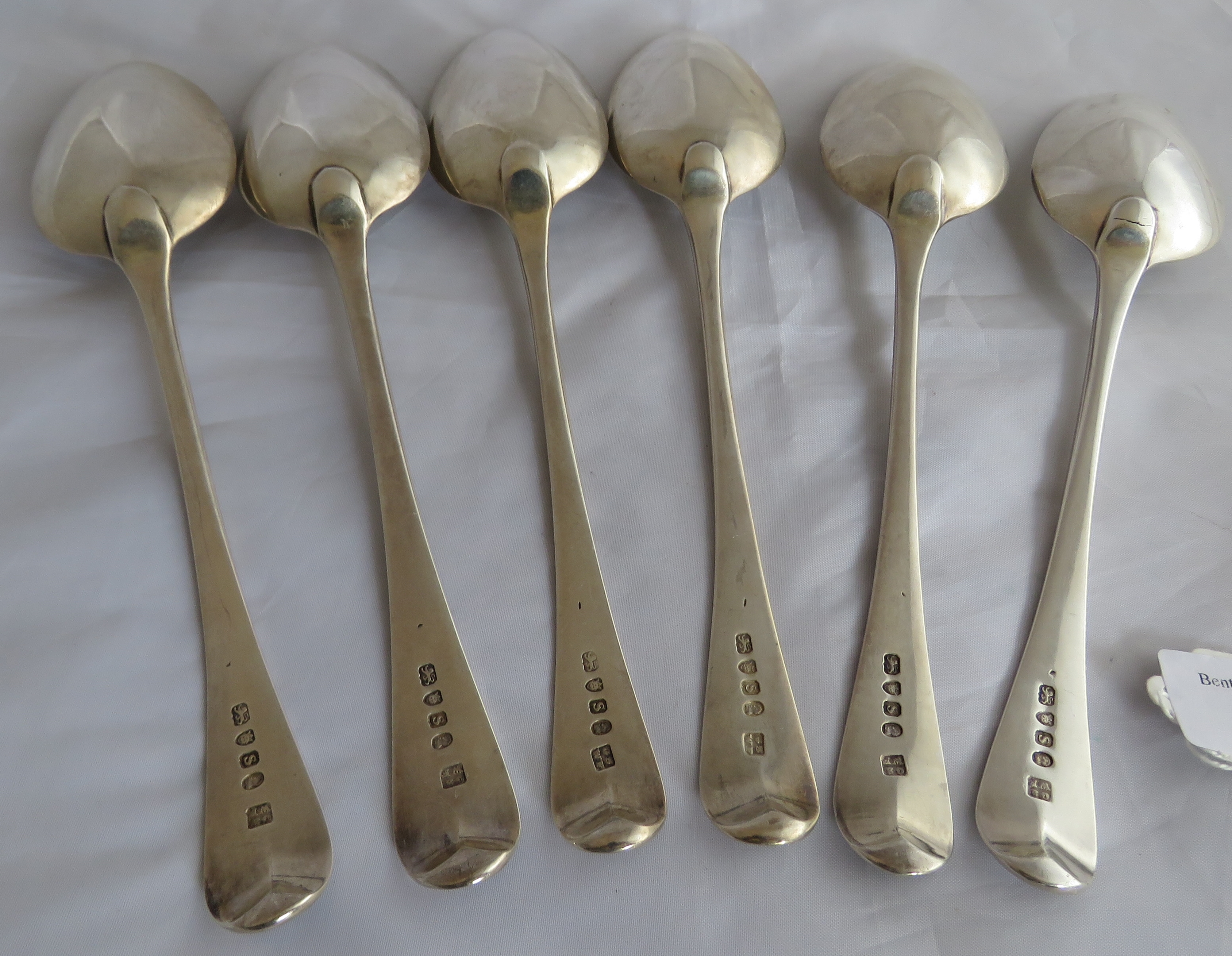 Set of 6 C18th tablespoons, mono to handle. London 1793, maker George Smith III & William Fearn. - Image 4 of 8