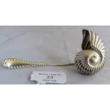 An unusual Edwardian shell shaped sugar sifter spoon. Birmingham 1903, maker George Bowen & Sons.
