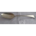 A George III silver table spoon, London 1799, maker W E. Weight 68 grams, measures 8.75 inches long,