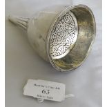 An C18th silver wine funnel with strainer. Hallmark rubbed, probably London 1798. Weight 112