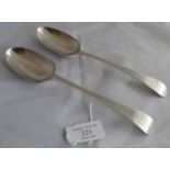 A pair of Georgian C18th silver table spoons, London 1779, maker William Sumner and Richard