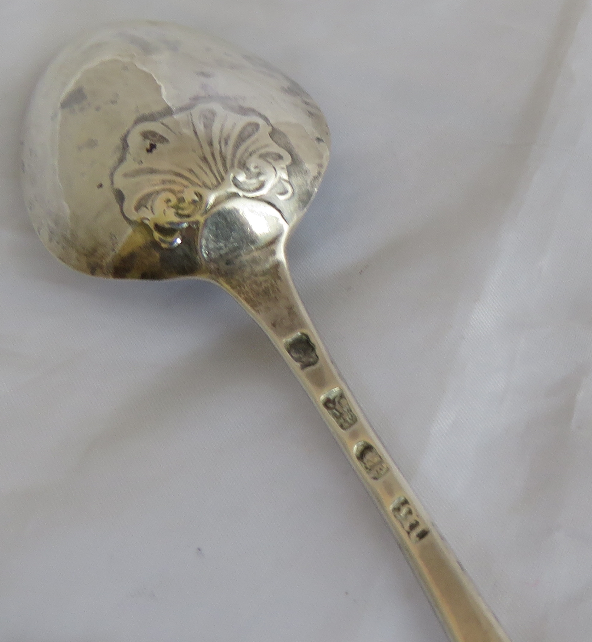 A silver George III tablespoon with shell to back of bowl. London 1767, maker WT. Weight 57 grams, - Image 3 of 4