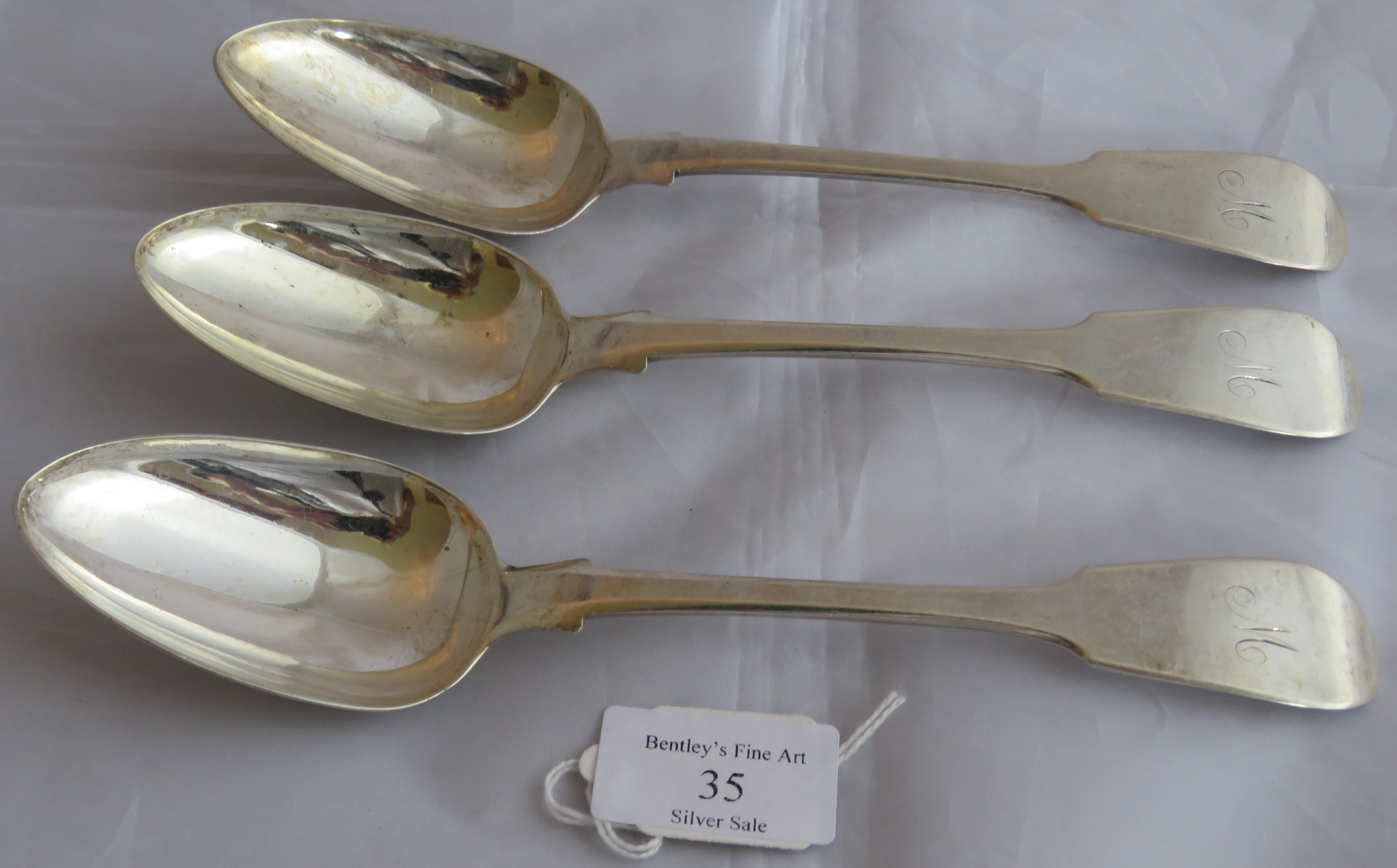 Set of 3 Scottish silver William IV serving spoons. Edinburgh 1832, maker William Cunningham. - Image 2 of 8