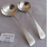 A silver Georgian sauce ladle, London 1827, maker William Bateman, and a Victorian sauce ladle,