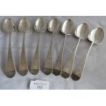 A set of seven 18th century Georgian silver serving spoons, London 1783 and 1784, maker Charles