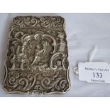 A fine Nathaniel Mills silver card case with embossed classical figures, fruit and vines. Mono to