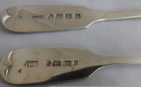 6 fiddle pattern Exeter silver teaspoons. 5 marked Exeter 1844, maker Robert Williams and 1 Exeter - Image 3 of 3