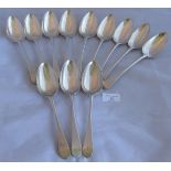 A good collection of Georgian English provincial silver serving spoons. 9 hallmarked Newcastle 1803,