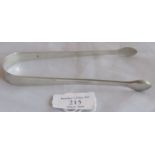 A pair of Georgian plain sugar tongs, London 1808, maker Peter & William Bateman. Weight 31 grams,