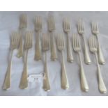 A collection of 12 early 19th century Georgian table forks, various dates and makers, some monos and