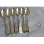 6 Geprgian Scottish silver dessert spoons, comprising set of 4 Edinburgh 1804, maker Francis Howden.