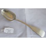 An Irish silver Georgian rat tail tablespoon, Dublin 1828, maker William Cummins. Mono to handle.