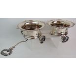 A fine Georgian-revival silver double-coaster decanter wagon/coaster trolley by Baker Ellis Silver