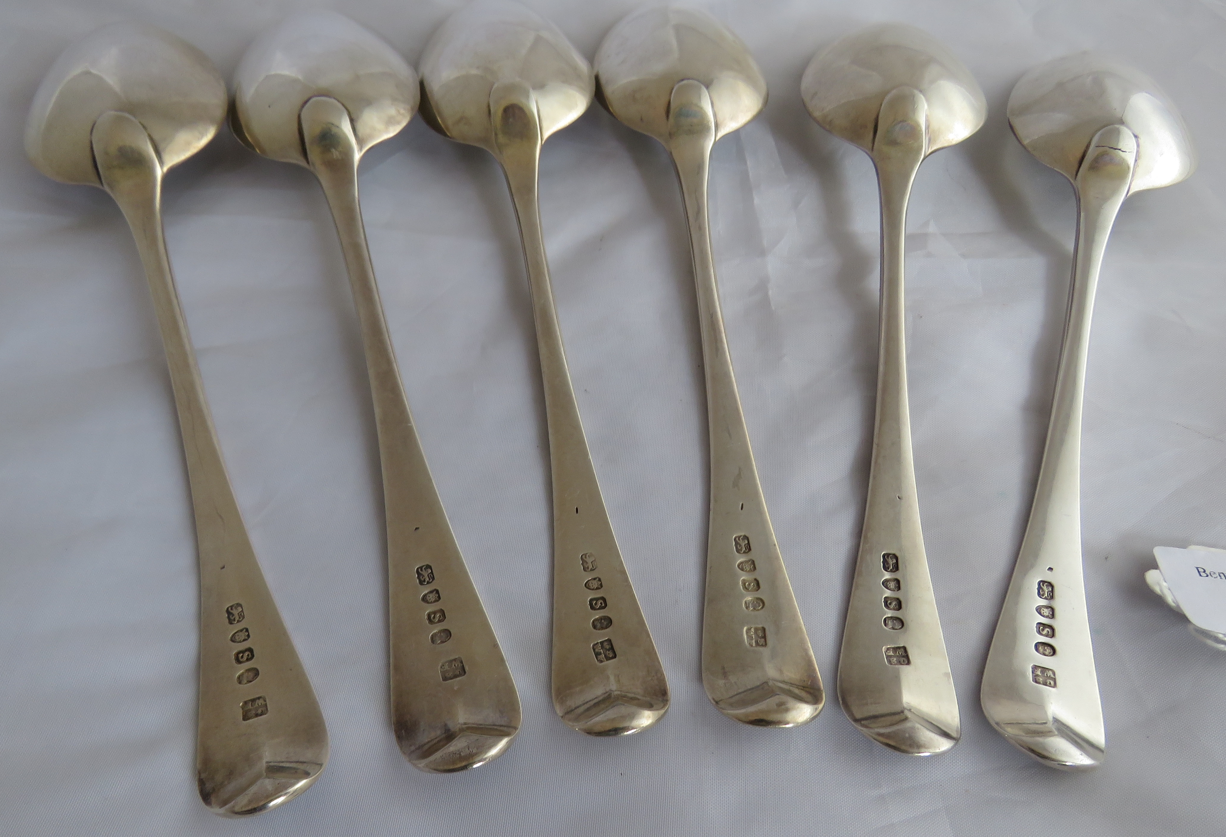 Set of 6 C18th tablespoons, mono to handle. London 1793, maker George Smith III & William Fearn. - Image 6 of 8