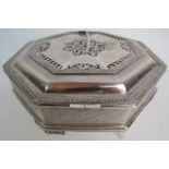 A highly decorative 20th century white metal box in the 17th century taste, stamped 'ST SILVER JC