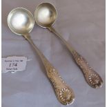 A pair of Scottish silver Queen's pattern sauce ladles, Glasgow 1842, maker George Innes. Total