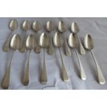 A collection of 12 Georgian dessert spoons, London hallmarks 1796-1820, various makers, some monos