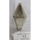 A rare C18th Georgian silver toothpick holder with engraved decoration, Birmingham 1798, maker