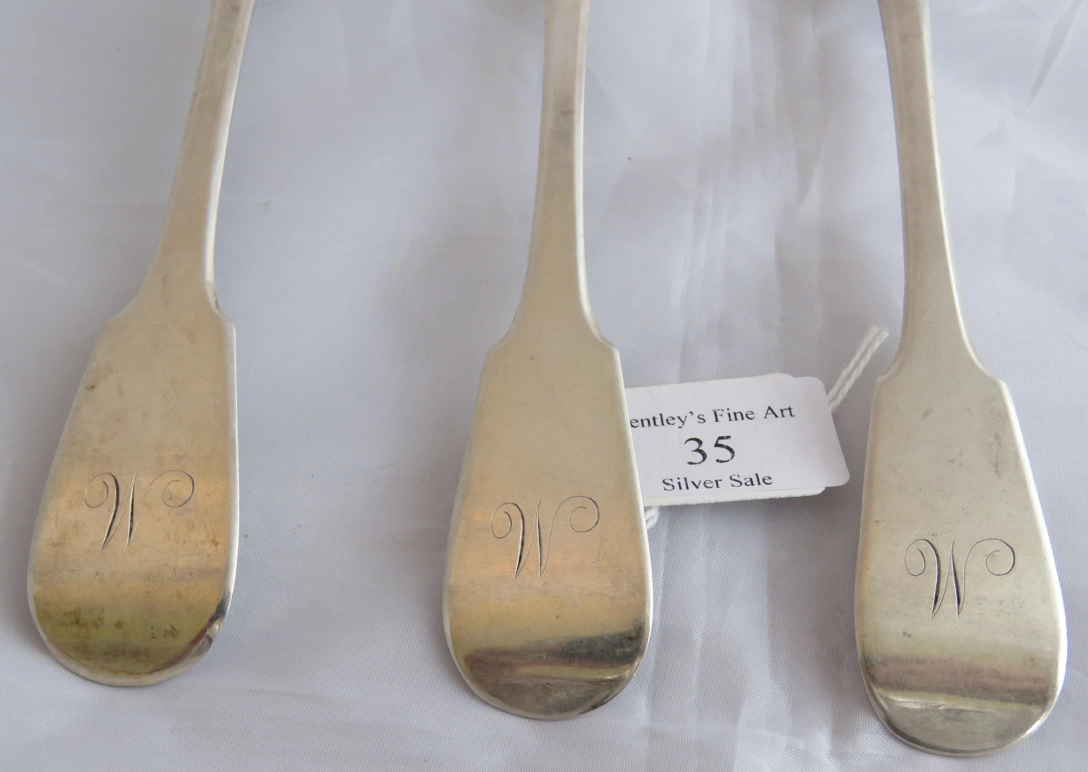 Set of 3 Scottish silver William IV serving spoons. Edinburgh 1832, maker William Cunningham. - Image 4 of 8