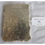 A silver card case by Nathaniel Mills. Birmingham 1852, having engraved urn, garland and foliate